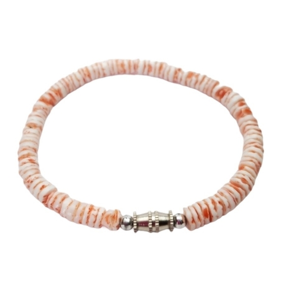Tropical Coral White Seashell 8" Bracelet - Picture 6 of 6